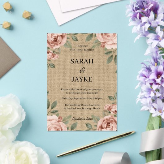 Invitations En Acrylique Simple Modern Minimal Green Leaf Wedding Acrylic  (Insitu (Mariage))