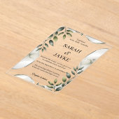 Invitations En Acrylique Simple Modern Minimal Green Leaf Wedding Acrylic  (Poser)