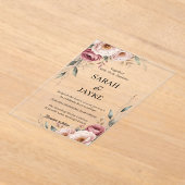 Invitations En Acrylique Simple Modern Minimal Green Leaf Wedding Acrylic  (Poser)