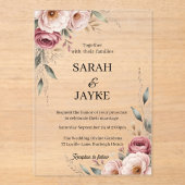 Invitations En Acrylique Simple Modern Minimal Green Leaf Wedding Acrylic  (Recto)