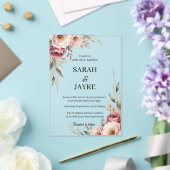 Invitations En Acrylique Simple Modern Minimal Green Leaf Wedding Acrylic  (Insitu (Mariage))