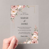 Invitations En Acrylique Simple Modern Minimal Green Leaf Wedding Acrylic  (In situ (ordinateur de poche))