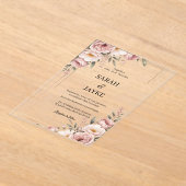 Invitations En Acrylique Simple Modern Minimal Green Leaf Wedding Acrylic  (Poser)