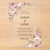 Invitations En Acrylique Simple Modern Minimal Green Leaf Wedding Acrylic  (Recto)