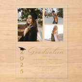 Invitations En Acrylique Simple Moderne Calligraphie Photo Graduation (Recto)