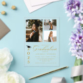 Invitations En Acrylique Simple Moderne Calligraphie Photo Graduation (Insitu (Mariage))
