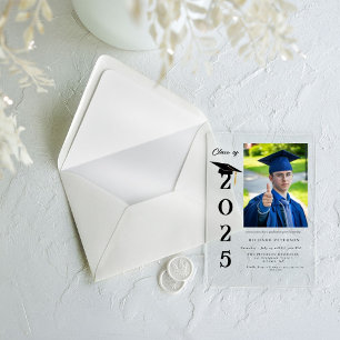 Invitations En Acrylique Simple Moderne Calligraphie Photo Graduation