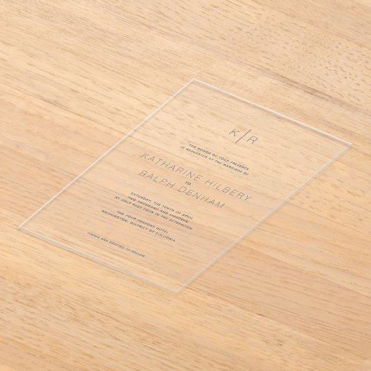 Invitations En Acrylique Simple moderne Clair marine bleu lettres Mariage (Poser)