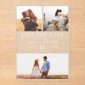 Invitations En Acrylique Simple moderne Elegant 3 Photo Collage Mariage (Recto)