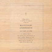 Invitations En Acrylique Simple moderne élégant Croix bébé garçon Baptême (Recto)
