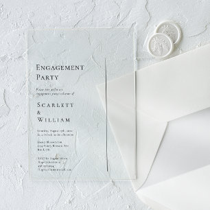 Invitations En Acrylique Simple Moderne Fête de Fiançailles Minimaliste