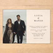 Invitations En Acrylique Simple moderne Frosted Espagnol Mariage photo (Recto)