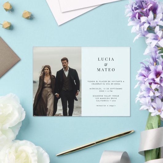 Invitations En Acrylique Simple moderne Frosted Espagnol Mariage photo (Insitu (Mariage))