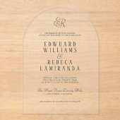 Invitations En Acrylique Simple Moderne Mariage à Rayures Verticales (Recto)