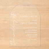 Invitations En Acrylique Simple Moderne Mariage Blanc (Recto)