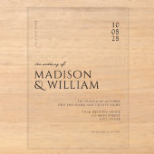 Invitations En Acrylique Simple Moderne Mariage Chic (Recto)
