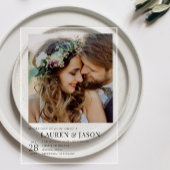 Invitations En Acrylique Simple moderne Mariage photo noir et blanc