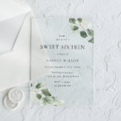 Invitations En Acrylique Simple moderne minimal Feuille verte douce 16 Part