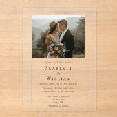 Invitations En Acrylique Simple moderne minimal Mariage photo classique (Recto)