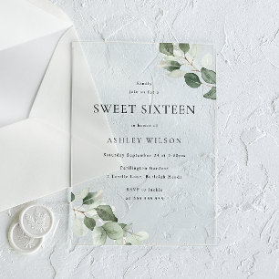 Invitations En Acrylique Simple Moderne Minimaliste Fête Douce Feuille Vert