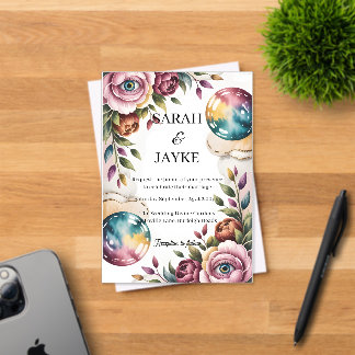 Invitations En Acrylique Simple moderne minimaliste feuille verte Mariage a