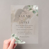 Invitations En Acrylique Simple Moderne Portrait de Mariage à Feuille Verte (In situ (ordinateur de poche))