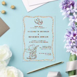 Invitations En Acrylique Simple Monogramme de Fer à Cheval Occidental Barn