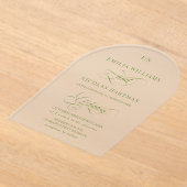 Invitations En Acrylique Simple Monogramme Vert Mariage (Poser)