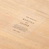 Invitations En Acrylique Simple noir et blanc Gras Mariage moderne (Poser)