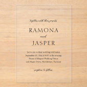 Invitations En Acrylique Simple noir et blanc Gras Mariage moderne (Recto)