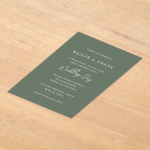 Invitations En Acrylique Simple Olive Green Mariage moderne (Poser)