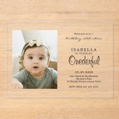 Invitations En Acrylique Simple ONEderful Photo Anniversaire (Recto)
