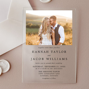 Invitations En Acrylique Simple Photographie de Mariage Minimaliste