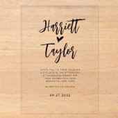 Invitations En Acrylique Simple Romantique Joli Coeur Script Mariage (Recto)