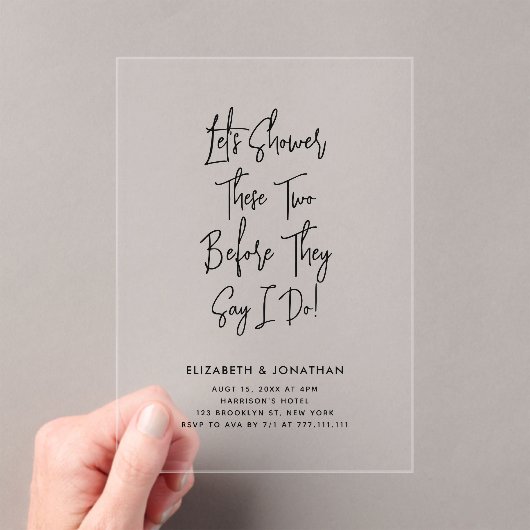 Invitations En Acrylique Simple Script Couple Douche Avant Qu'Ils Disent Qu (In situ (ordinateur de poche))