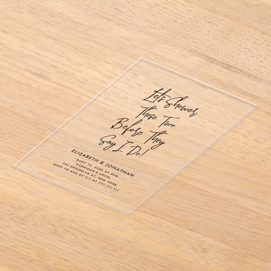 Invitations En Acrylique Simple Script Couple Douche Avant Qu'Ils Disent Qu (Poser)