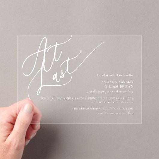 Invitations En Acrylique Simple Script Minimal Classique À Dernier Mariage (In situ (ordinateur de poche))