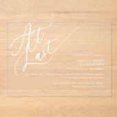 Invitations En Acrylique Simple Script Minimal Classique À Dernier Mariage (Recto)