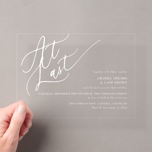 Invitations En Acrylique Simple Script Minimal Classique Enfin Mariage (In situ (ordinateur de poche))