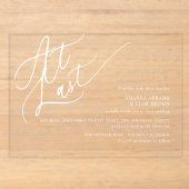 Invitations En Acrylique Simple Script Minimal Classique Enfin Mariage (Recto)