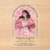 Invitations En Acrylique Simple Style Classique Quince Photo Et Typo Noir (Recto)