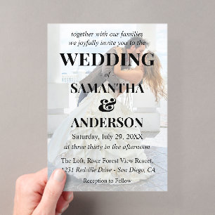 Invitations En Acrylique Simple superposition de photo noir et blanc modifi