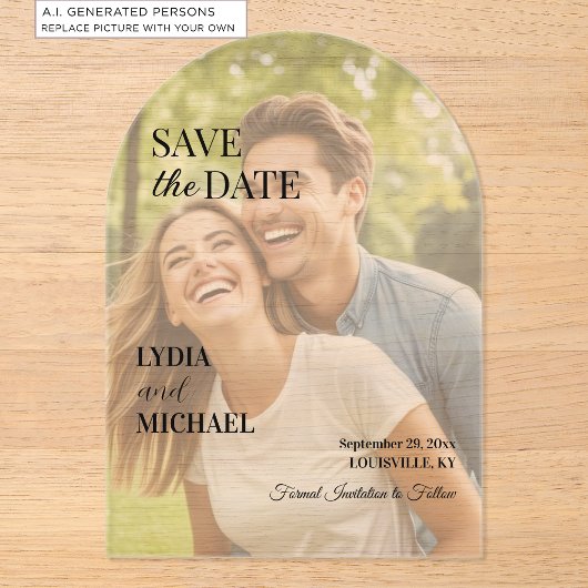 Invitations En Acrylique Simple superposition de texte sur photo