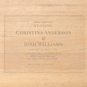 Invitations En Acrylique Simple Texte Doré Mariage (Recto)