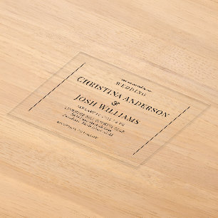Invitations En Acrylique Simple Texte Noir Mariage