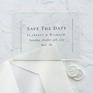 Invitations En Acrylique Simple Traditionnel Minimal Mariage Enregistrer la