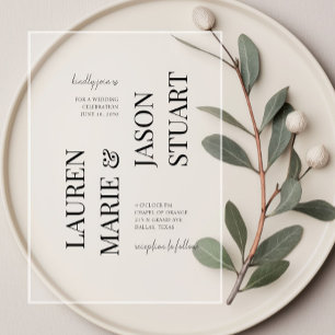 Invitations En Acrylique Simple Typographie Minimaliste Mariage Noir
