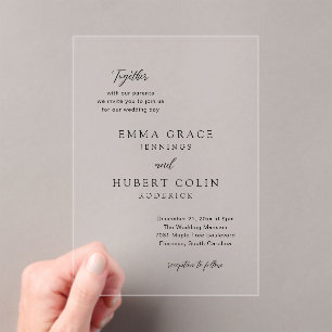 Invitations En Acrylique Simple Typographie Moderne Mariage élégant