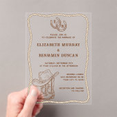 Invitations En Acrylique Simple Western Horseshoe Monogram Barn Wedding (In situ (ordinateur de poche))
