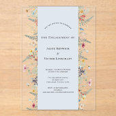 Invitations En Acrylique Simple Wildflower Fern Dusty Blue Engagement Party (Recto)